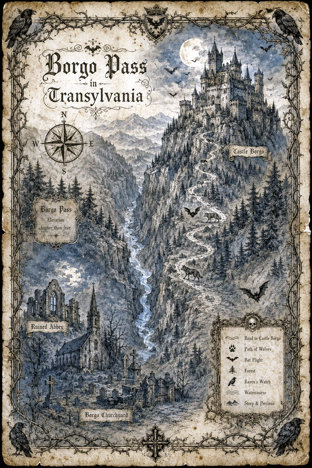 Castle Dracula & the Borgo Pass - Atlas of the Imagined artwork by Cryolith