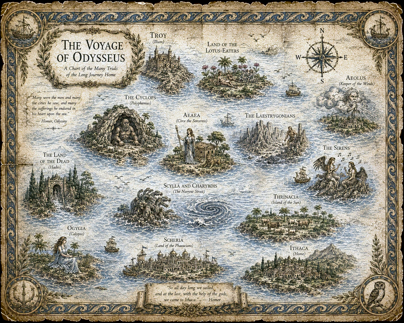 The Voyage of Odysseus - Atlas of the Imagined artwork by Cryolith