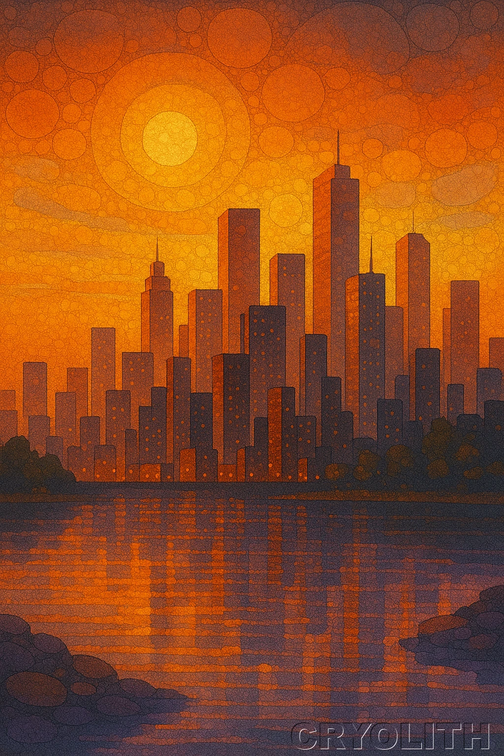 Golden Hour Metropolis - Circular Harmony artwork by Cryolith