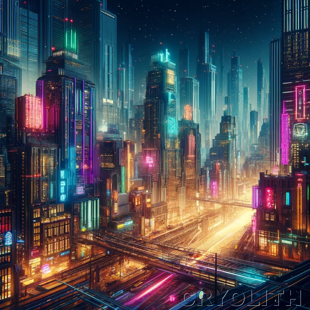 Neon Heights - CityScapes artwork by Cryolith