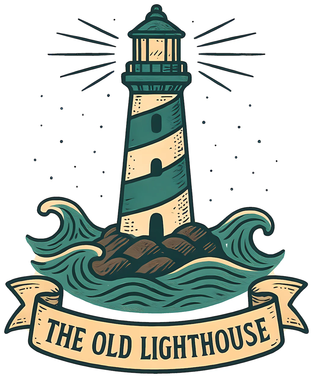 The Old Lighthouse by the Sea - Coastal Folk artwork by Cryolith