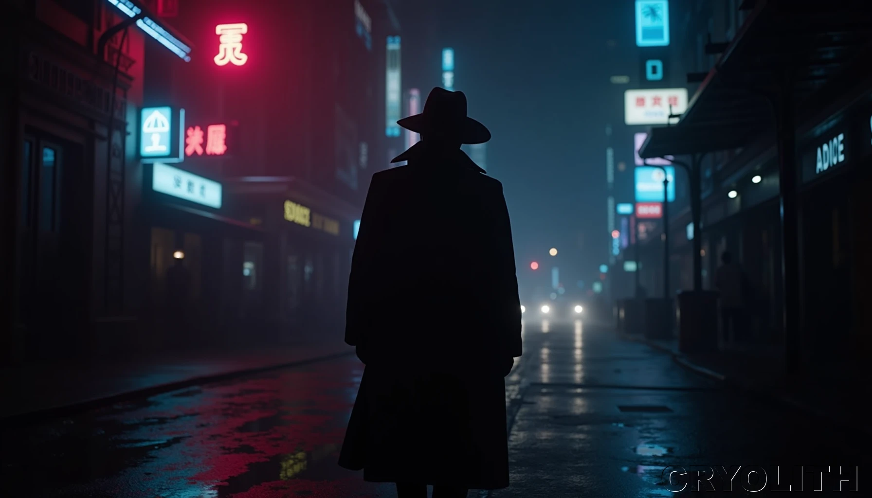 A Warning in the Fog - Neon Shadows artwork by Cryolith
