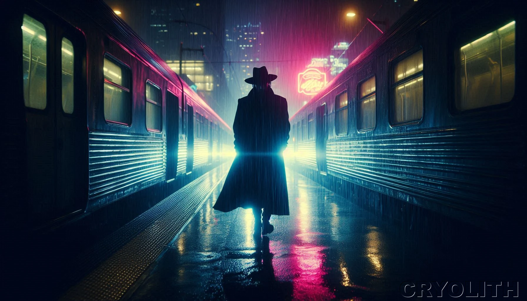 Crossing the Divide - Neon Shadows artwork by Cryolith