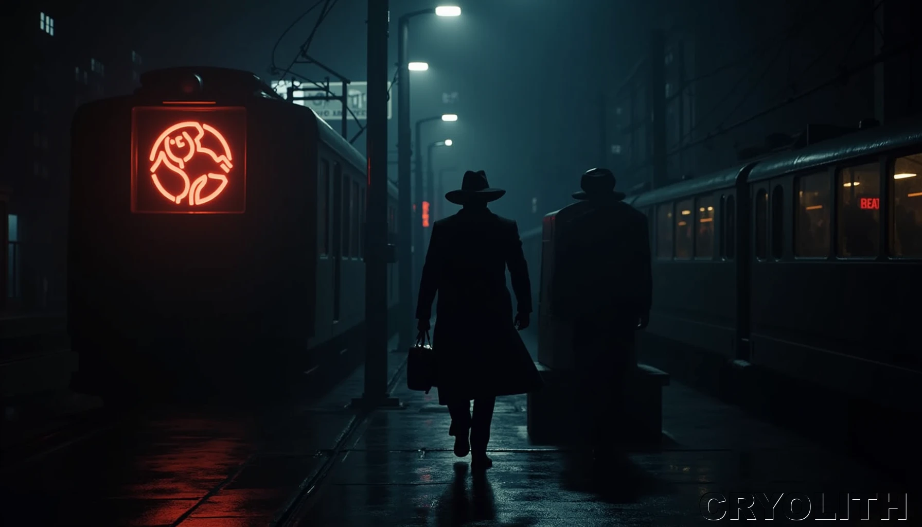 Echoes on the Platform - Neon Shadows artwork by Cryolith