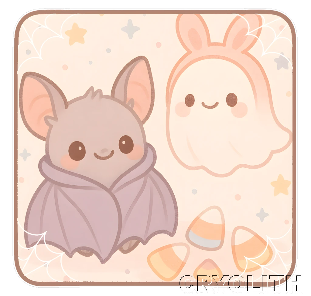 Bat & Bunny Ghost Friends - Whimsical Haunts artwork by Cryolith