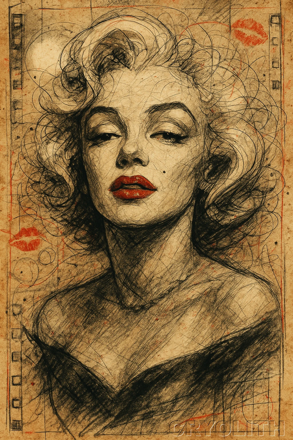 Celluloid and Lipstick - Icons in Graphite artwork by Cryolith