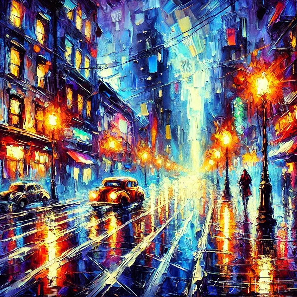 Reflections of a Rainy Night - Illuminated Perspectives artwork by Cryolith