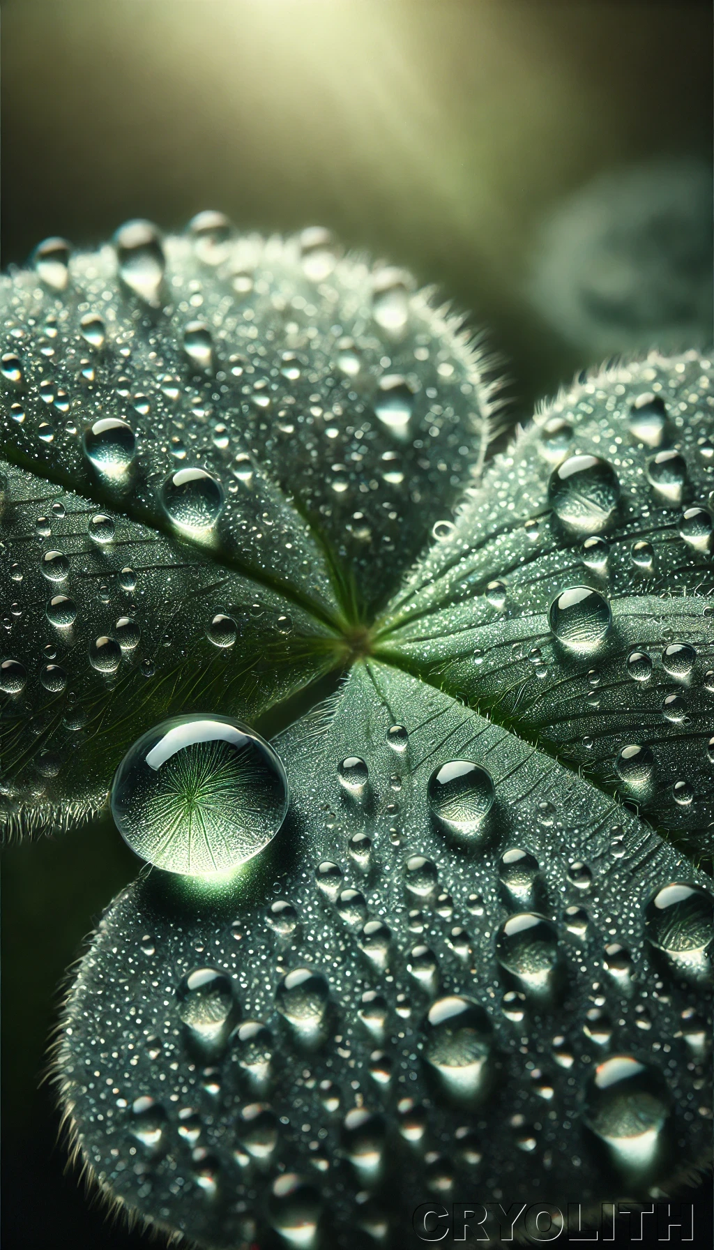 Crystal Dew on Clover - Microcosms of Nature artwork by Cryolith