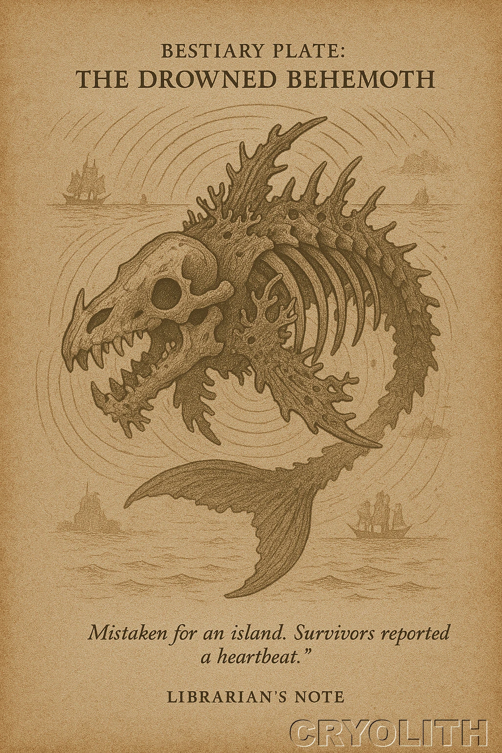 Bestiary Plate: The Drowned Behemoth - The Quiet Archive artwork by Cryolith