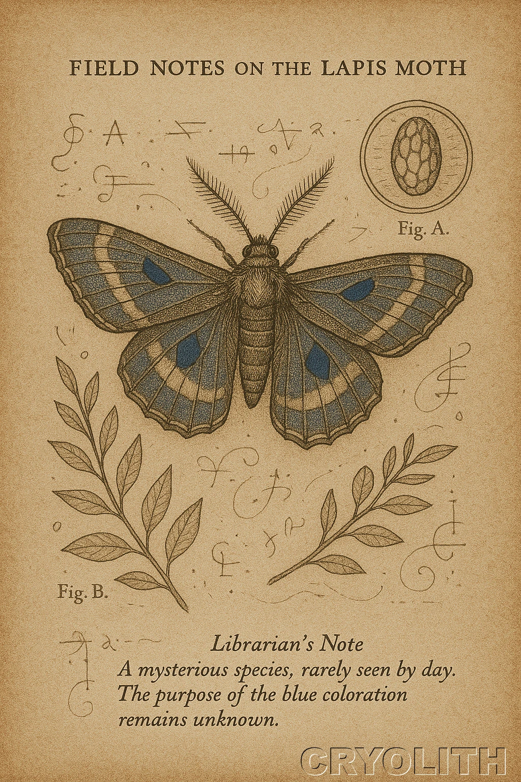 Field Notes on the Lapis Moth - The Quiet Archive artwork by Cryolith