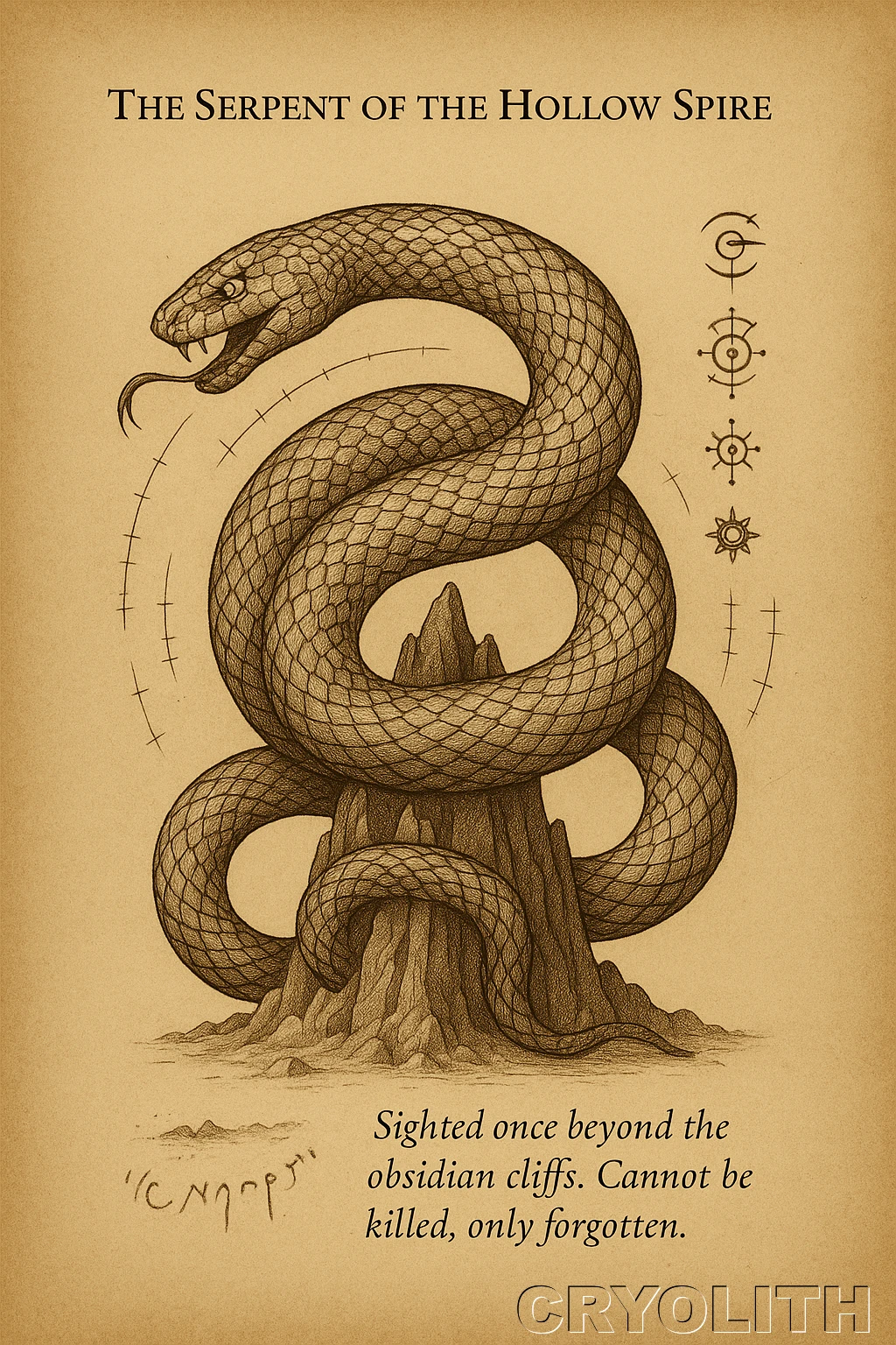 The Serpent of the Hollow Spire - The Quiet Archive artwork by Cryolith
