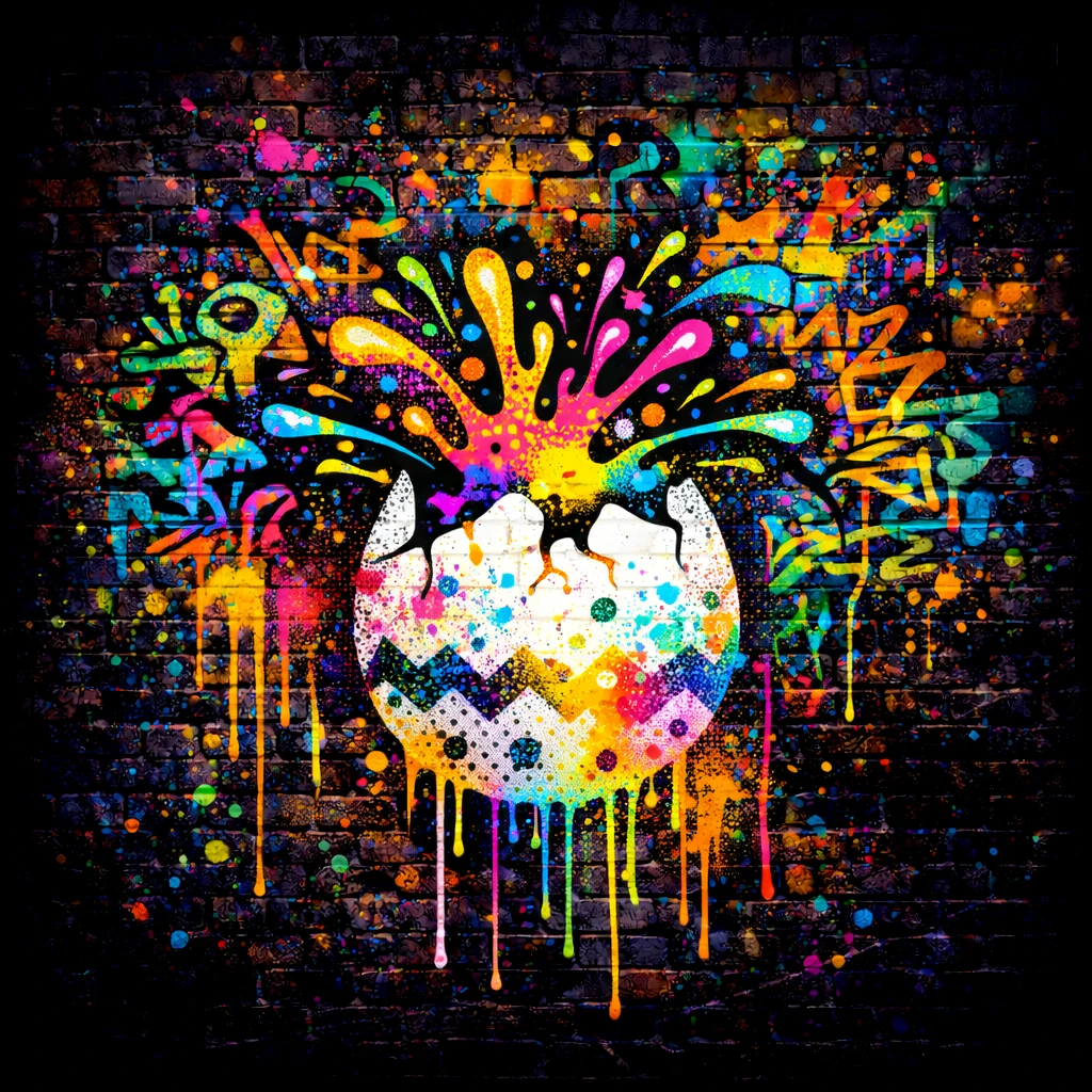 Paintburst Egg - Urban Easter artwork by Cryolith