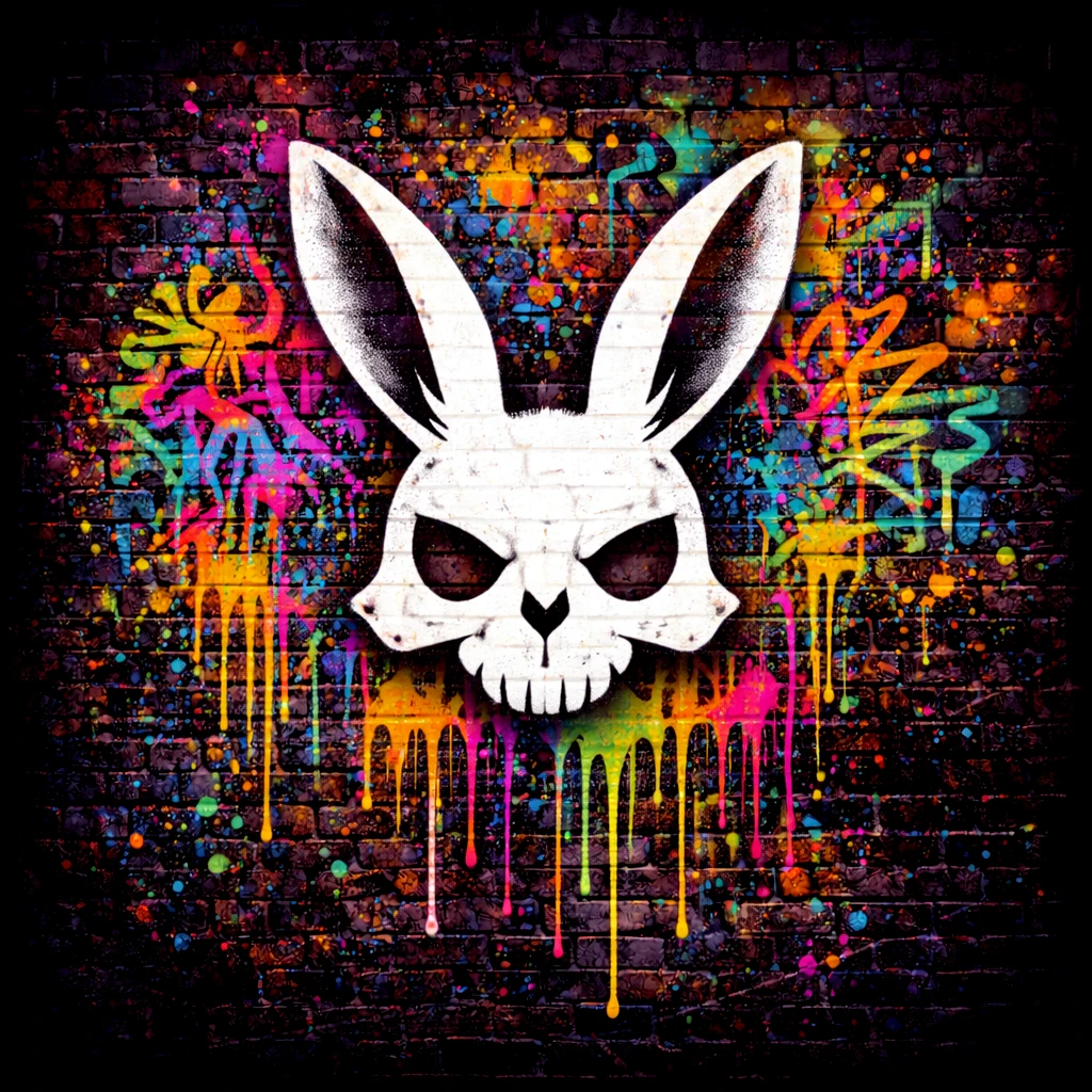 Rebel Rabbit Skull - Urban Easter artwork by Cryolith